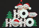 Personalized Family Christmas Ornament Ho Ho Ho for 3 by Russell Rhodes