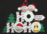 Family Christmas Ornament Ho Ho Ho for 3 with Pets Personalized by RussellRhodes.com