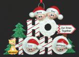 Family Christmas Ornament Ho Ho Ho for 4 with Pets Personalized by RussellRhodes.com