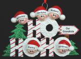 Personalized Grandparents Christmas Ornament Ho Ho Ho 5 Grandkids by Russell Rhodes