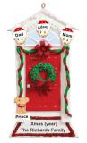 Family Christmas Ornament Red Door with Wreath for 3 with Pets Personalized by RussellRhodes.com