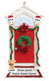 Couples Christmas Ornament Red Door with Wreath with Pets Personalized by RussellRhodes.com