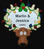 Engagement Christmas Ornament Reindeer Lit Personalized by RussellRhodes.com