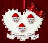 Family Christmas Ornament Loving Heart for 3 Personalized by RussellRhodes.com