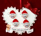 Family Christmas Ornament Loving Heart for 4 with Pets Personalized by RussellRhodes.com