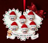 Family Christmas Ornament Loving Heart for 6 with Pets Personalized by RussellRhodes.com