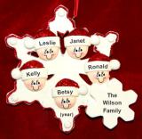 Family Christmas Ornament Snowflakes for 5 Personalized by RussellRhodes.com