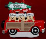 Personalized Family Christmas Ornament Woody for 3 by Russell Rhodes
