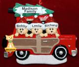 Family Christmas Ornament Woody for 3 with Pets Personalized by RussellRhodes.com