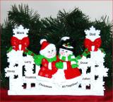 Personalized Family Tabletop Christmas Decoration Snowflakes Family of 7 by Russell Rhodes