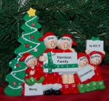 Personalized Family Tabletop Christmas Decoration for 5 by Russell Rhodes