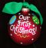Hand Painted Our First Christmas Glass Christmas Ornament Personalized by Russell Rhodes