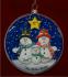 Snow Delightful Family of 3 Glass Christmas Ornament Personalized by Russell Rhodes