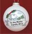 From Our Family to Yours Christmas Cottage Christmas Ornament Personalized by Russell Rhodes