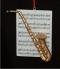 Saxophone with Musical Score Christmas Ornament Personalized by Russell Rhodes