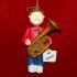 Tuba Virtuoso, Male Brown Hair Christmas Ornament Personalized by Russell Rhodes