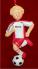 Blond Male Dribbling Soccer Player Red Uniform Christmas Ornament Personalized by RussellRhodes.com