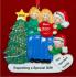 Excited & Expecting Couple 2 kids both Blond Christmas Ornament Personalized by Russell Rhodes