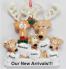 Reindeer Family Proud Parents of Triplets Christmas Ornament Personalized by Russell Rhodes